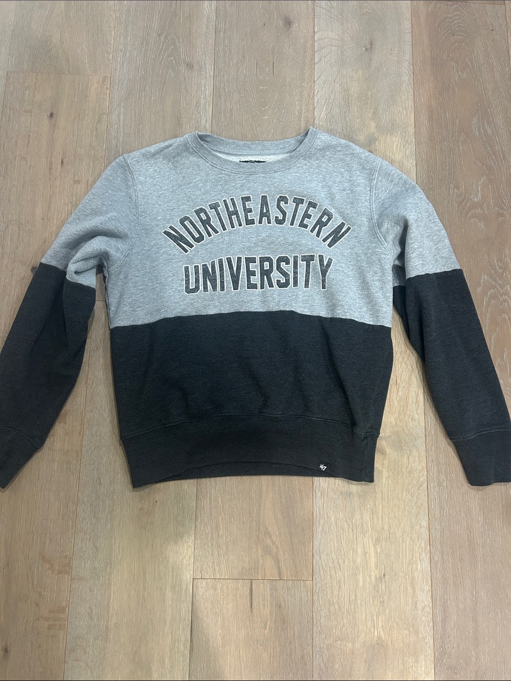 47 Brand Northeastern University Gray & Black Two-Tone Crewneck Sweater